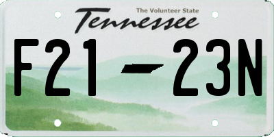 TN license plate F2123N