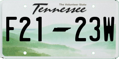 TN license plate F2123W