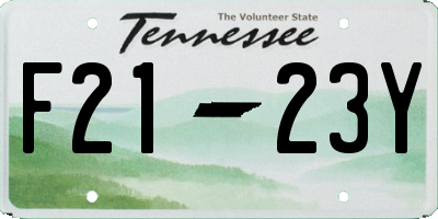 TN license plate F2123Y
