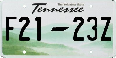 TN license plate F2123Z