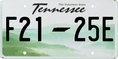 TN license plate F2125E