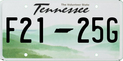TN license plate F2125G