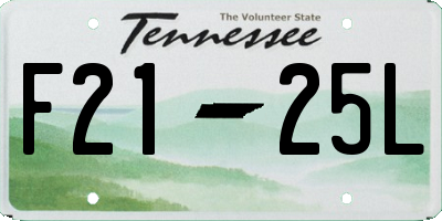TN license plate F2125L