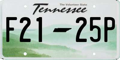 TN license plate F2125P