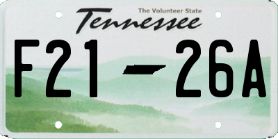TN license plate F2126A