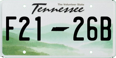 TN license plate F2126B
