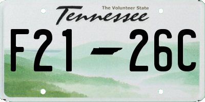 TN license plate F2126C