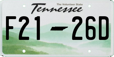 TN license plate F2126D