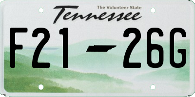 TN license plate F2126G