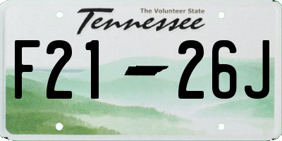 TN license plate F2126J