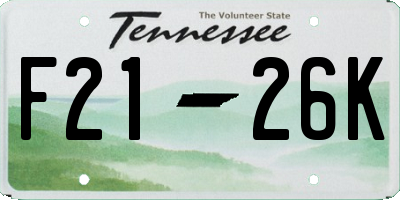 TN license plate F2126K