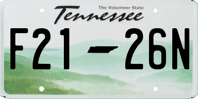 TN license plate F2126N