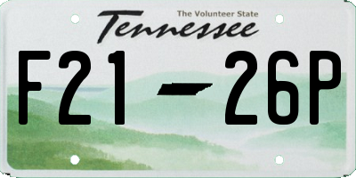 TN license plate F2126P