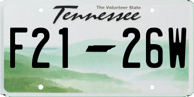 TN license plate F2126W