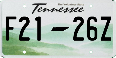 TN license plate F2126Z