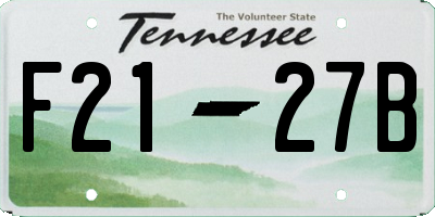 TN license plate F2127B
