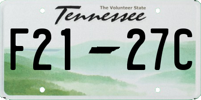 TN license plate F2127C