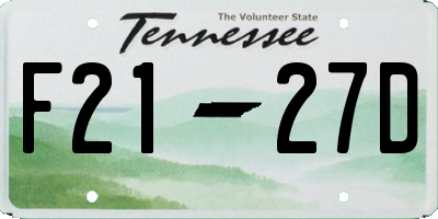 TN license plate F2127D