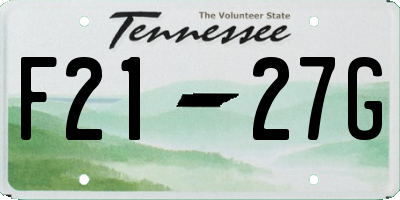 TN license plate F2127G