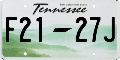 TN license plate F2127J