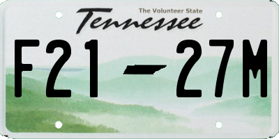 TN license plate F2127M