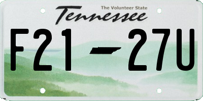 TN license plate F2127U