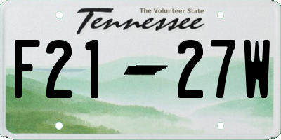 TN license plate F2127W
