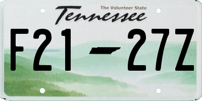TN license plate F2127Z
