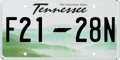 TN license plate F2128N