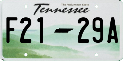 TN license plate F2129A