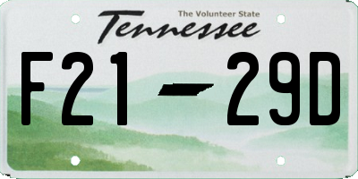 TN license plate F2129D