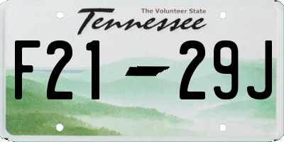 TN license plate F2129J