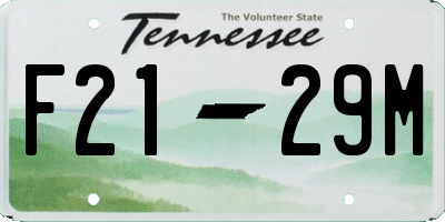TN license plate F2129M