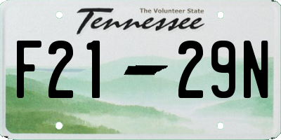 TN license plate F2129N