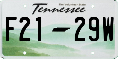 TN license plate F2129W