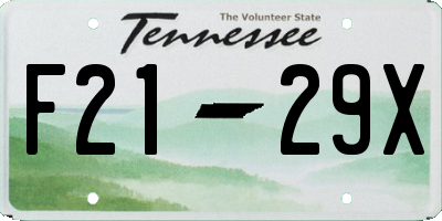 TN license plate F2129X