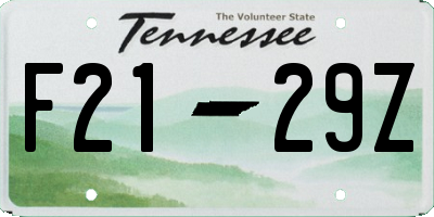 TN license plate F2129Z