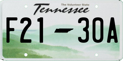 TN license plate F2130A