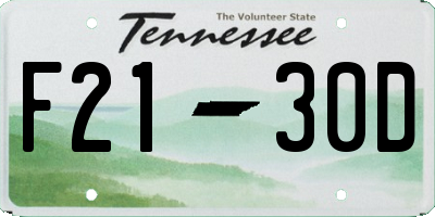 TN license plate F2130D