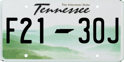 TN license plate F2130J