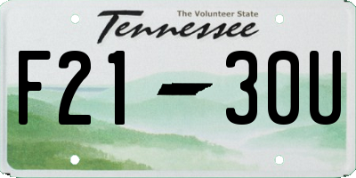 TN license plate F2130U
