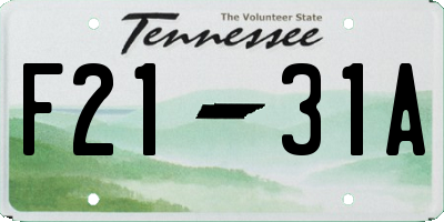 TN license plate F2131A