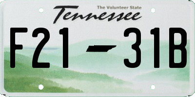 TN license plate F2131B