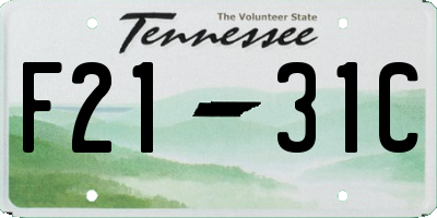 TN license plate F2131C