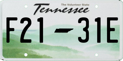 TN license plate F2131E