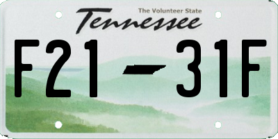 TN license plate F2131F