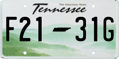 TN license plate F2131G