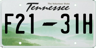 TN license plate F2131H