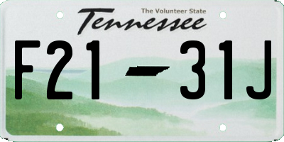 TN license plate F2131J