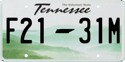 TN license plate F2131M